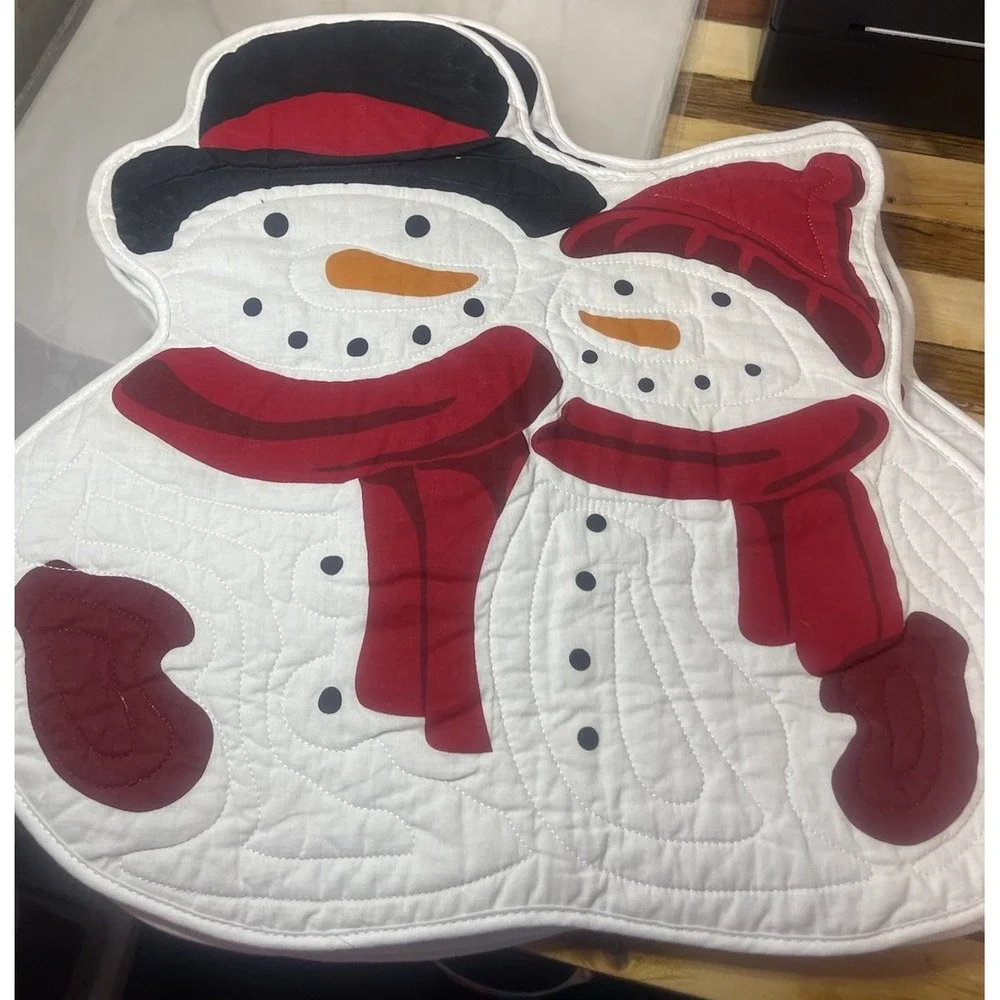 St Nicholas Square Winter Quilted Snowman Placemats Set of 4 Holiday Christmas